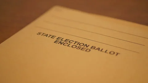 Rack Focus of Election Mail In Ballot Close Up 스톡 동영상 139358981