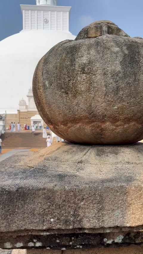 Rack focus establishing shot Ruwanweli maha seya Anuradhapura Sri Lanka Stock Footage 226777177