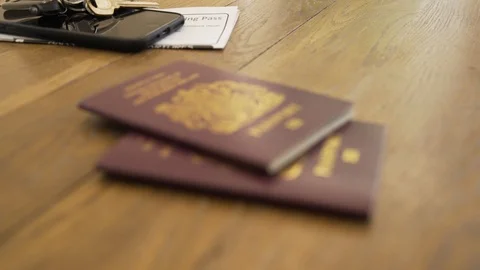 Rack Focus on EU Passports Stock Footage 111777280