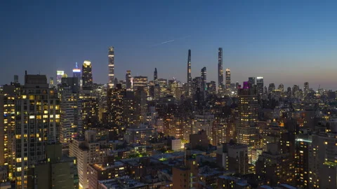 Rack Focus Evening Cityscape Timelapse Zoom Out Stock Footage 242505212