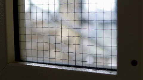 Rack focus of Fire Exit stair in modern building Stock-Footage 124649804