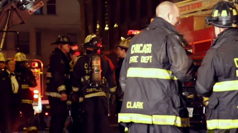 Rack Focus Firemen Scene Stock Footage 645354
