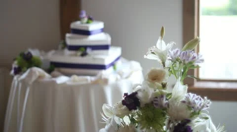 Rack Focus From Flowers to Wedding Cake Video stock 11872460