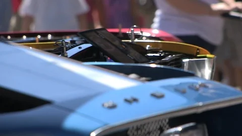 Rack focus of Ford Shelby chrome logo. Stock Footage 99600071