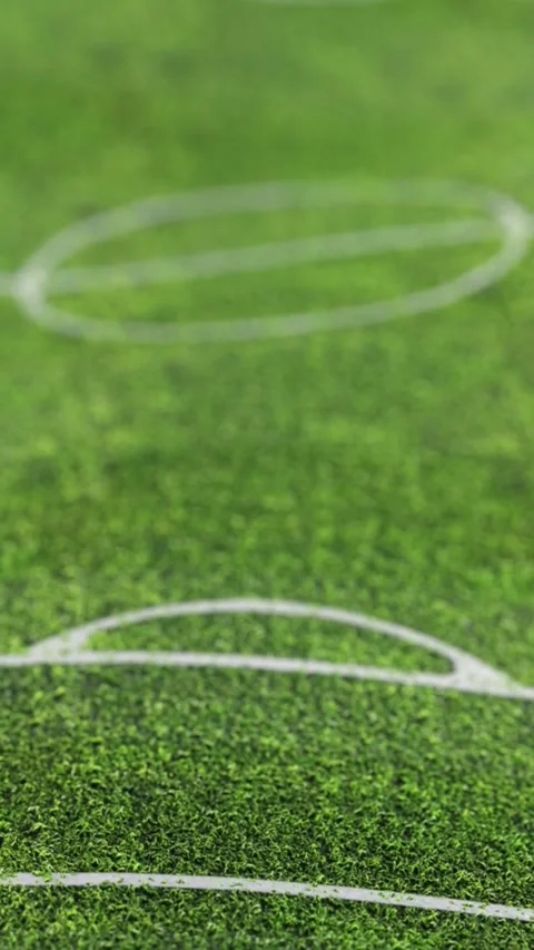 Rack focus on green artificial turf with white lines Stock Footage 334171319