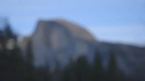 Rack focus of Half Dome Yosemite Stock Footage 122400523