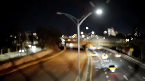 Rack focus on highway at night Stock-Footage 331162880