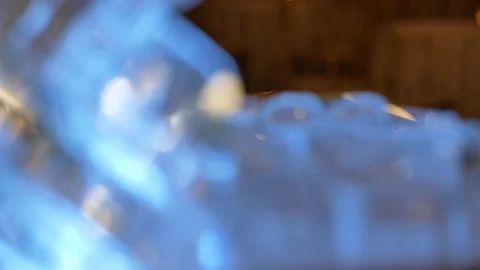 Rack focus ice shot glasses close up Stock Footage 125039028