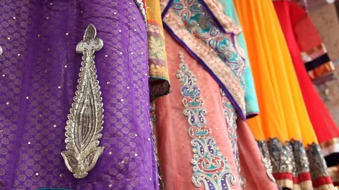 Rack focus on Indian Fabric Stock Footage 104417944