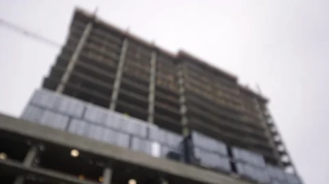 Rack focus low angle of building under construction downtown Los Angeles Stock Footage 61161603