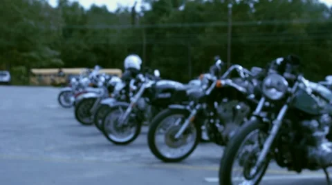 Rack Focus of Motorcycle Line-up Stock-Footage 46646618