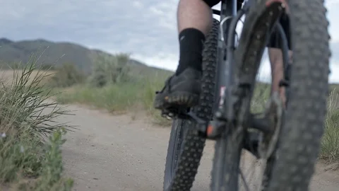 Rack Focus to Mountain Biker Stock Footage 101028503