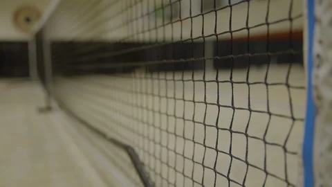 Rack focus of net in gymnasium Stock Footage 211878664