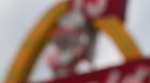 Rack focus of the original "Speedee" road sign, McDonald's Museum Stock Footage 47576397
