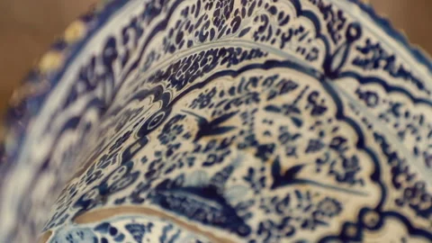 Rack focus over a beautiful piece of mexican Talavera, also known as Stock Footage 270740338