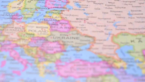 Rack Focus Revealing Moldova Eastern Europe Map 5.4K Horizontal Stock Footage 330208192