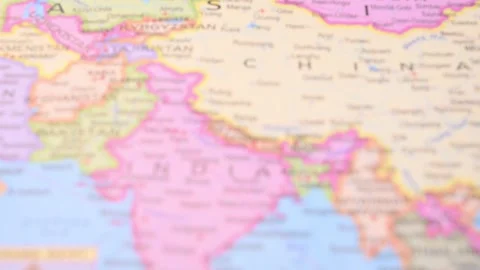 Rack Focus Revealing Nepal on World Political Map 5.4K Horizontal Stock Footage 330179441