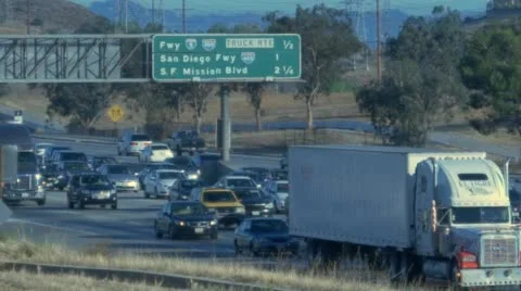 Rack Focus Rush Hour Traffic on 5 Freeway Stock Footage 53839655