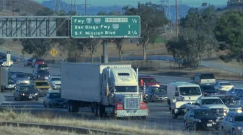 Rack Focus Rush Hour Traffic on 5 Freeway Stock Footage 53839855