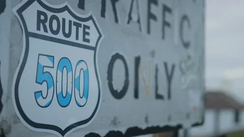 Rack focus on Scottish Route 500 sign Stock Footage 104836735