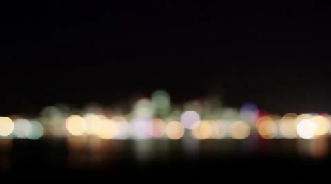 Rack Focus of Seattle Skyline, Night, with Waterfront Vídeo Stock 62341019