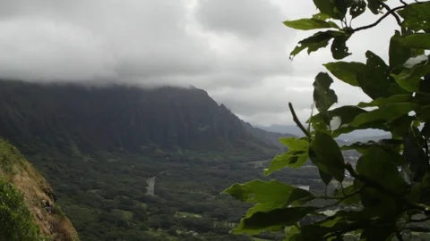 Rack focus shot from greenery to a mountain road Video stock 127068488