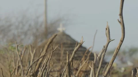 Rack Focus Shot of A White Cross on Top  Stock Footage 243684312