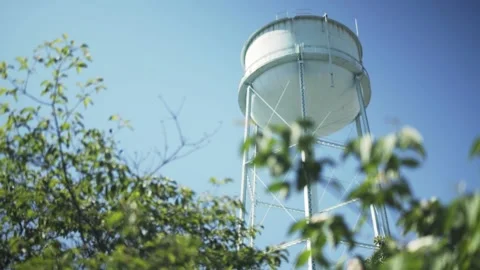 Rack Focus to Small Town Water Tower Stock-Footage 231432740