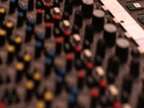 Rack focus of soundboard in recording studio. Stock Footage 72542130
