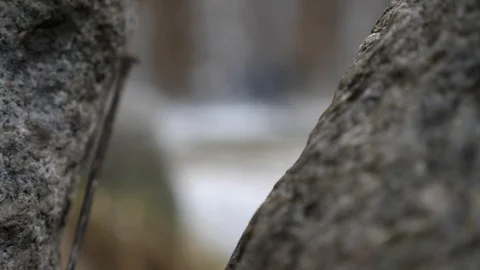 Rack focus stone waterfall 4k Stock Footage 87862724