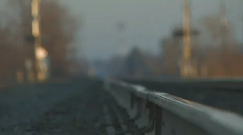 Rack Focus on Train Tracks Video stock 312703