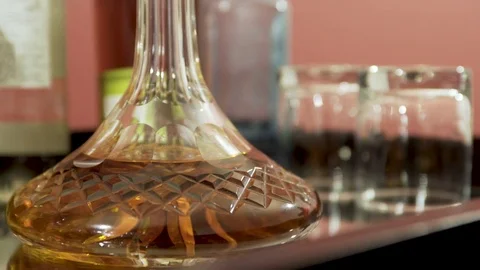 Rack Focus to Whiskey Decanter Video stock 76910200