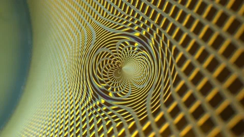 RACK FOCUSING a metal grid that has a warped section in the middle. Stock Footage 172184627