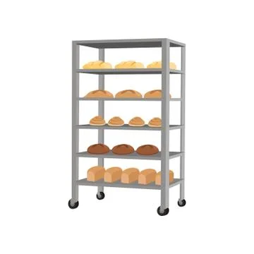 Rack with freshly baked bread vector Illustration on a white background Illustrazione stock