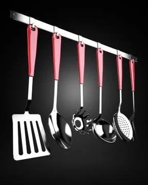 Rack of kitchen utensils Photos