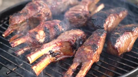 Rack Of Lamb BBQ Stock Footage 55151646