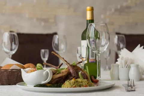 Rack of lamb with bulgur Stock Photos