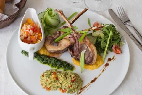 Rack of lamb with bulgur Stock Photos
