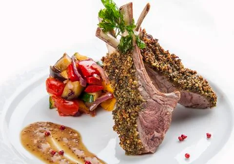 Rack of lamb on white background Stock Photos
