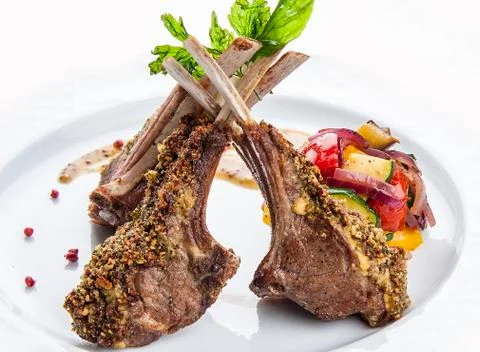 Rack of lamb on white background Stock Photos