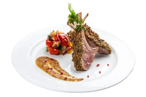 Rack of lamb on white background Stock Photos