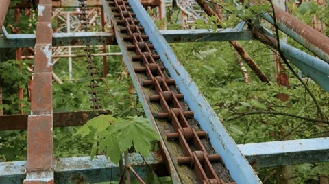Rack old rollercoaster abandoned Stock Footage 63298601
