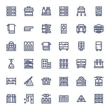 Rack Premium Vector Bundle with 36 Retina Ready Display Perfect Bold Line Ico Stock Illustration