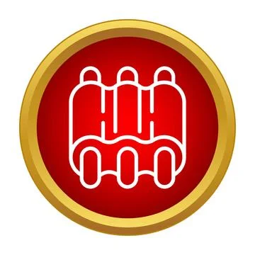 Rack of ribs line icon on red circle Stock Illustration