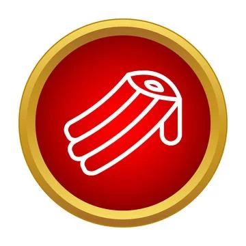 Rack of ribs simple outline icon on red circle Stock Illustration
