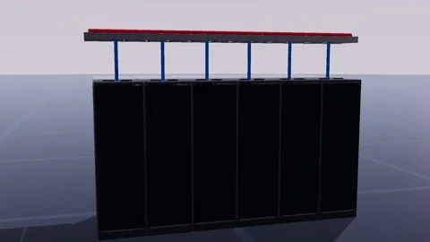 Rack row datacenter 3d loop 3D animation seamless loop Video stock 341779555