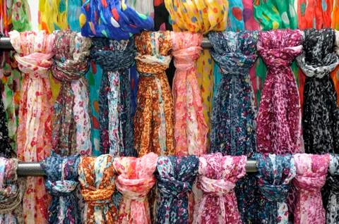 Rack of scarves Stock-Fotos
