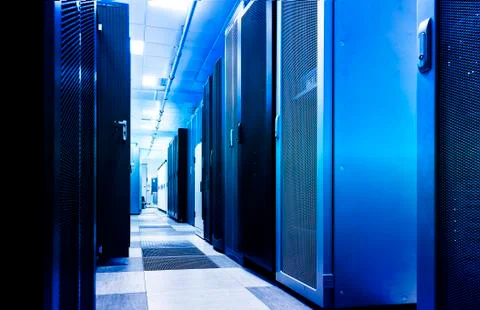 Rack server cabinet, digital composite motion blur 3d rendering Stockfoto's