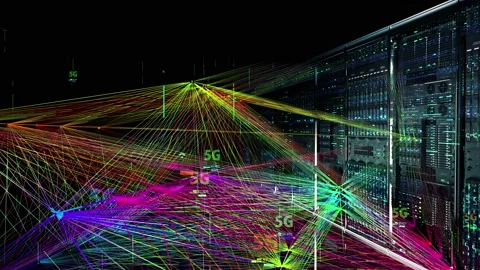 Rack Servers in Data Center AI Technology concept, Big data network Stock Footage 113299457