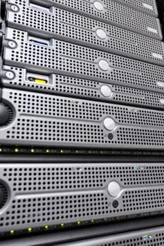 Rack servers in datacenter Stock Photos